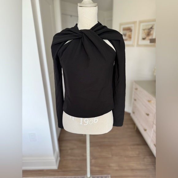 Zara Tops - Zara Black Long Sleeve Twisted Front Blouse